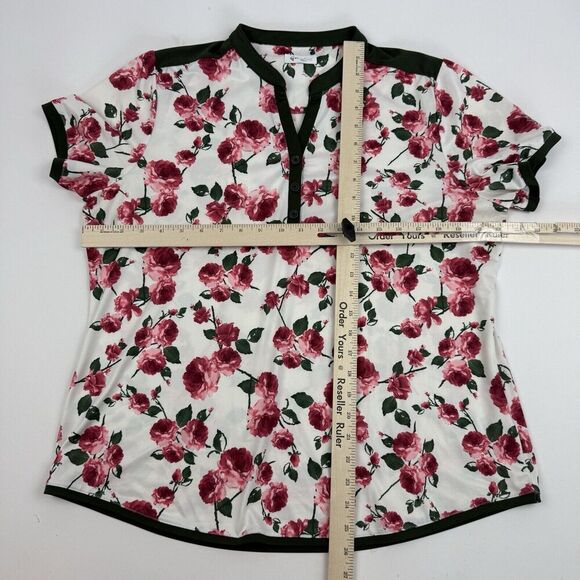 Greg Norman Play Dry White Green Pink Floral Polo Shirt Sz XL Polyester Stretch - Picture 2 of 7